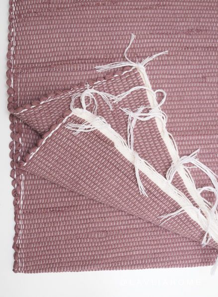 Käsinkudottu puuvillamatto, 63x145 cm, tumma kanerva