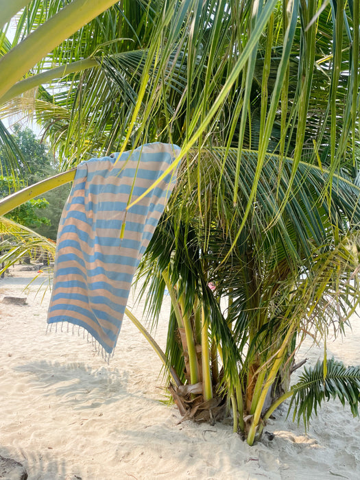 hamam-pyyhe, ARUBA, heleä sininen/hiekka