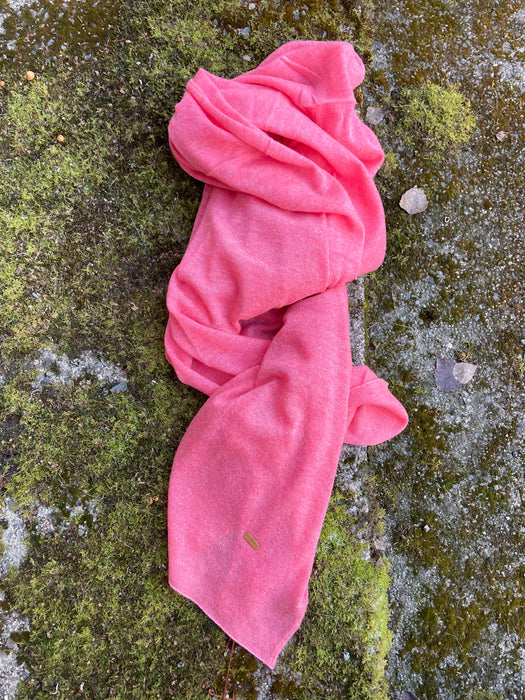SUURI KASHMIRHUIVI, 90x200cm, korallinen pinkki