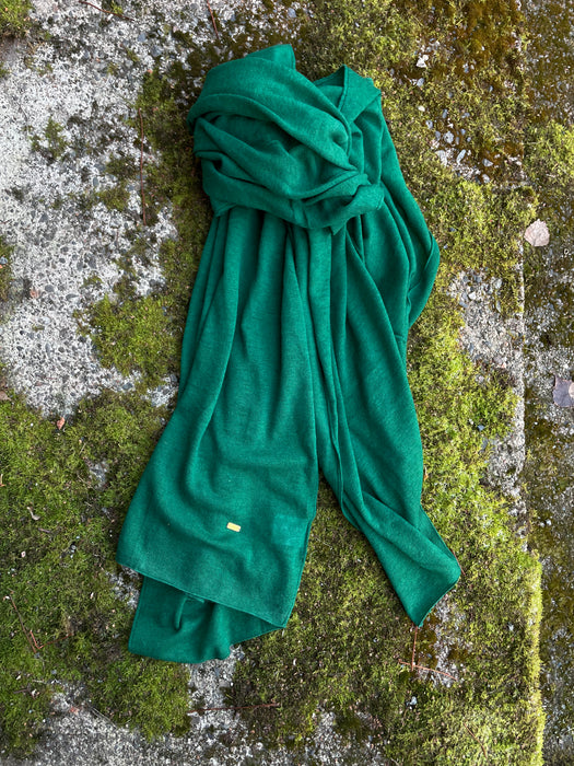 SUURI KASHMIRHUIVI, 90x200cm, metsänvihreä