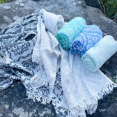 HAMAM-PYYHE, jaquard, vaalea harmaa
