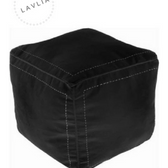 Pouf // marokkolainen nahkarahi, neliö, musta