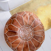 Pouf // marokkolainen nahkarahi, konjakki